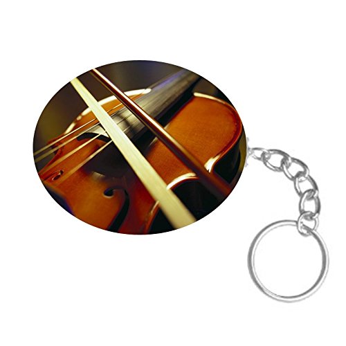 ShopTwiz Violin Printed Wooden (Oval Shape) Keyring