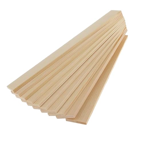 ShopTwiz Natural Pine Wood Rectangle Board Panel for Arts Craft (600X40X6 MM) Set of 10