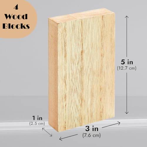 ShopTwiz (5 x 3 in, Rectangle, 4 Pack) MDF Unfinished Wood Blocks for DIY