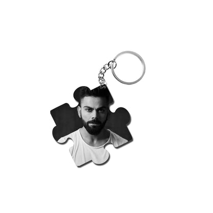 ShopTwiz Virat Kohli (B&W) Wooden Puzzle Key Ring (Set of 2)