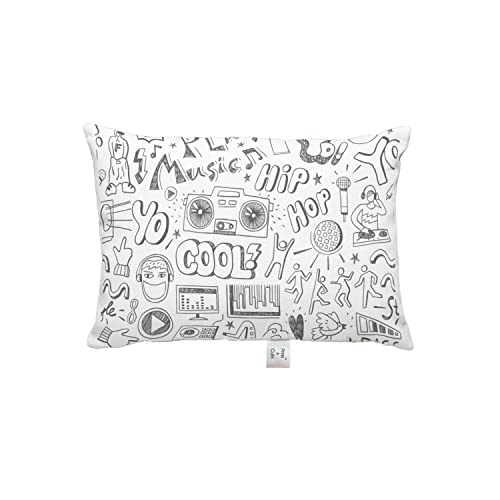 Prints and Cuts Toddler/Baby/New Born Pillow with Extra Soft Pillow Cover - Yo Music Hip Hop - 9" x 12" - Baby Pillow for Bedding, Bed Set - (Set of 1)