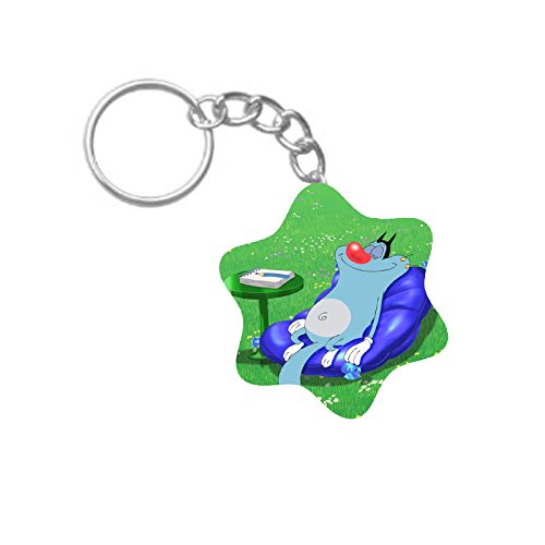 ShopTwiz Oggy and The Cockroaches Printed Wooden (Hexagon) Keyring