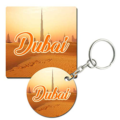 Prints and Cuts Dubai Awesome Set of Fridge Magnet and Key Chain (Combo)