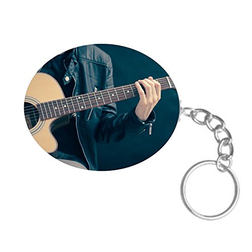 ShopTwiz Guitar for Rockstar Printed Wooden (Oval Shape) Keyring