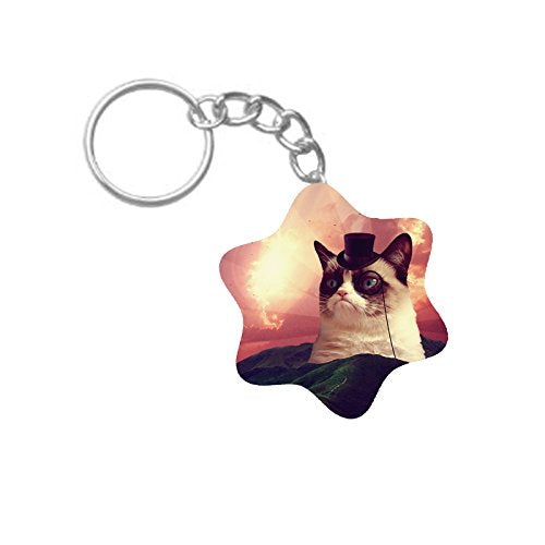 ShopTwiz Grumpy Cat Printed Wooden (Hexagon) Keyring