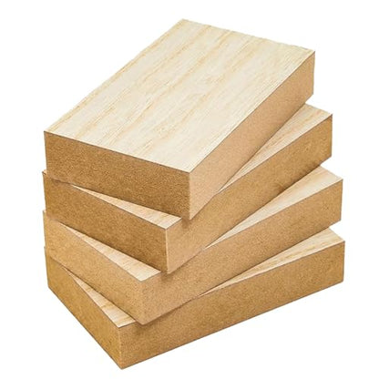 ShopTwiz (5 x 3 in, Rectangle, 4 Pack) MDF Unfinished Wood Blocks for DIY