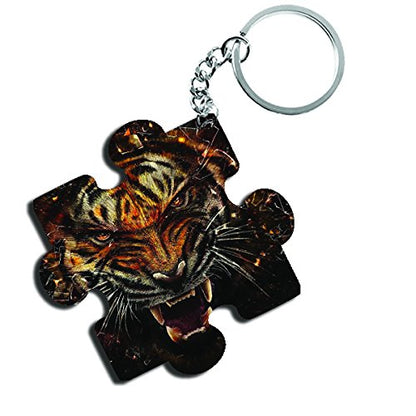 ShopTwiz Tiger Wooden Puzzle Key Ring (Set of 2)