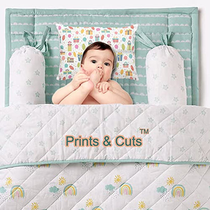 Prints and Cuts Toddler/Baby/New Born Pillow with Extra Soft Pillow Cover - Gift - 9" x 12" - Baby Pillow for Bedding, Bed Set - (Set of 1)