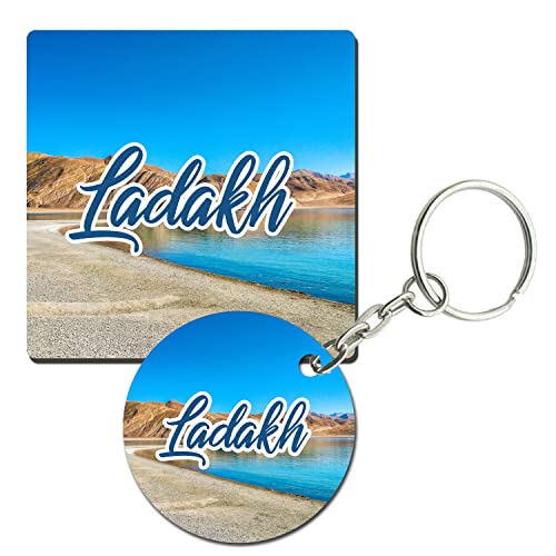 Prints and Cuts Ladakh Set of Fridge Magnet and Key Chain (Combo)
