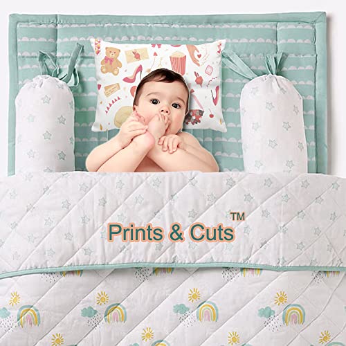Prints and Cuts Toddler/Baby/New Born Pillow with Extra Soft Pillow Cover - Bear Letter - 9" x 12" - Baby Pillow for Bedding, Bed Set - (Set of 1)