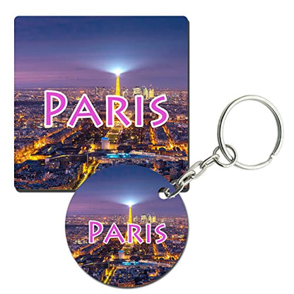 Prints and Cuts Paris Awesome Set of Fridge Magnet and Key Chain (Combo)