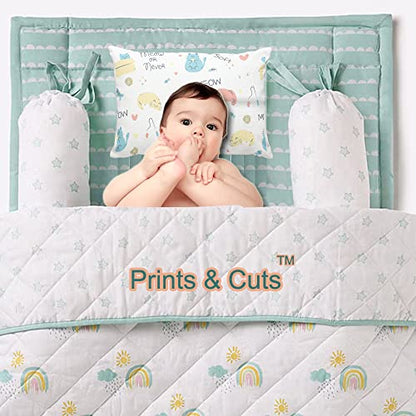 Prints and Cuts Toddler/Baby/New Born Pillow with Extra Soft Pillow Cover - Meaw or Never - 9" x 12" - Baby Pillow for Bedding, Bed Set - (Set of 1)