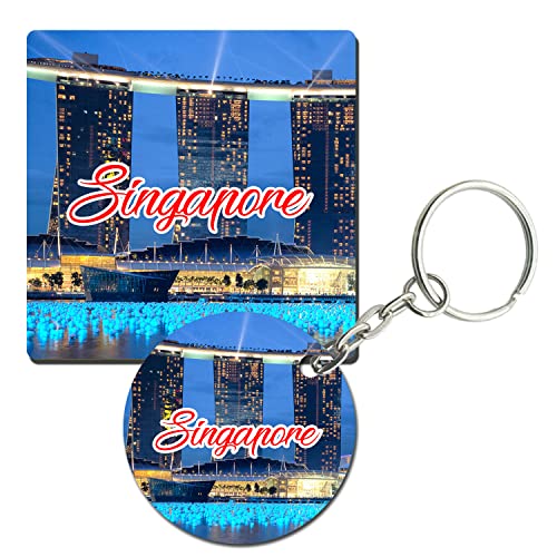 Prints and Cuts Singapore Scenic Set of Fridge Magnet and Key Chain (Combo)