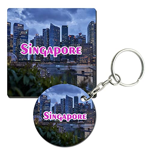 Prints and Cuts Singapore Beautiful Set of Fridge Magnet and Key Chain (Combo)