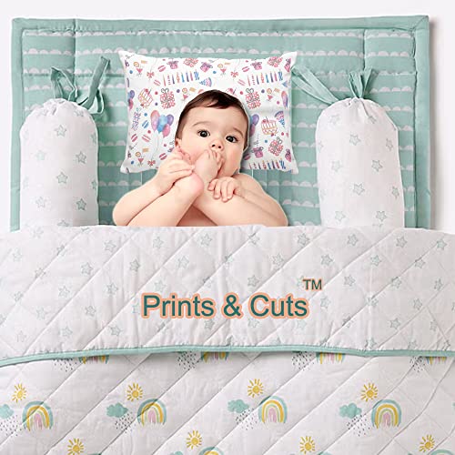 Prints and Cuts Toddler/Baby/New Born Pillow with Extra Soft Pillow Cover - Baloon Party - 9" x 12" - Baby Pillow for Bedding, Bed Set - (Set of 1)