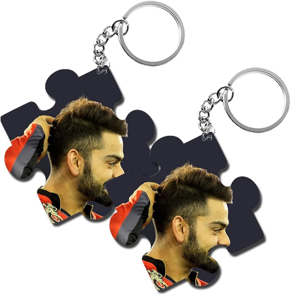 ShopTwiz Virat Kohli (RCB) Wooden Puzzle Key Ring (Set of 2)